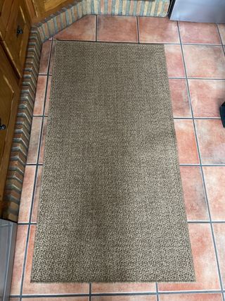 2 tappeti beige/marroni in vimini e juta