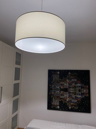 Lampadario tessuto e metallo beige/giallo