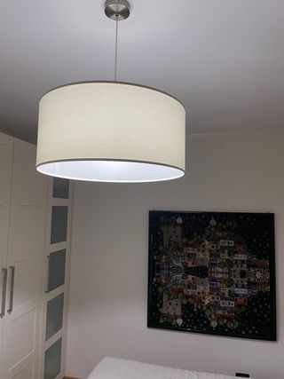 Lampadario tessuto e metallo beige/giallo