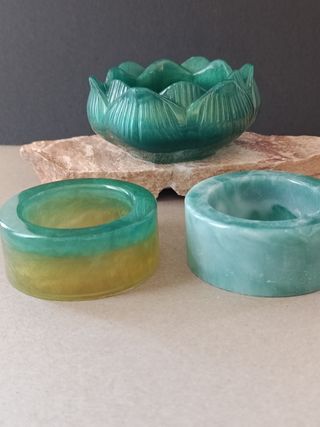 3 portacandele in resina