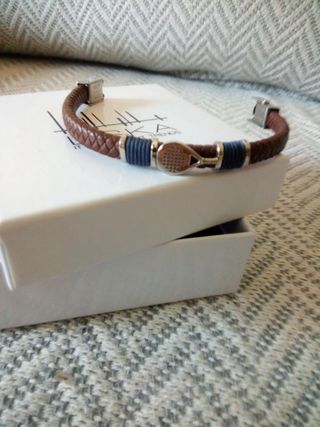 Pulsera Liska Padel Piel Marrón y Azul
