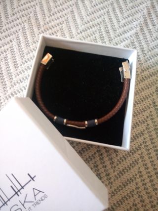 Pulsera Liska Padel Piel Marrón y Azul
