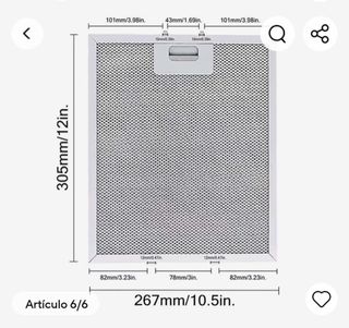 Filtros para campana extractora