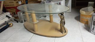 Mesa auxiliar cristal y metal