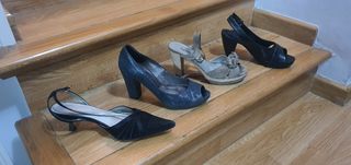 Zapatos de tacón negros y grises talla 38