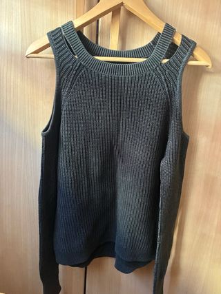 Jersey Hollister Hombros Descubiertos Gris