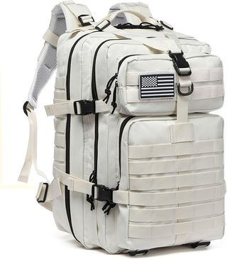 Mochila Táctica 50L Blanca + 2 Parches Velcro