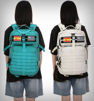 Mochila Táctica 50L Blanca + 2 Parches Velcro