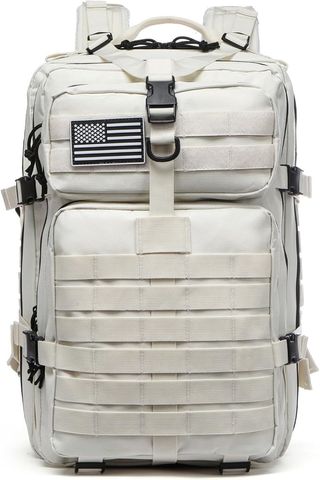 Mochila Táctica 50L Blanca + 2 Parches Velcro