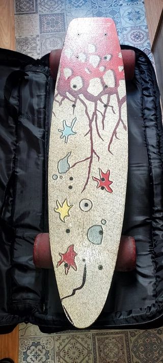 Longboard eléctrico americano con mando manual.