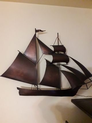 Decoración de Barco de Vela Metálico con luz