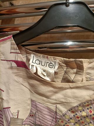 Blusa vintage Laurel seda beige y morado