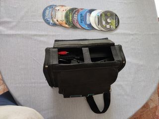 Pack PS2 con juegos y funda para viaje