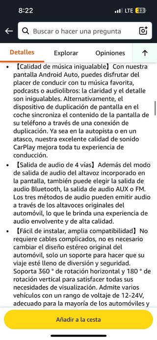 Pantalla Táctil 7 con Cámara Retrovisora