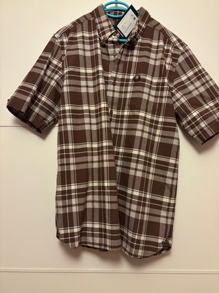 Camisa Fred Perry Manga Corta Cuadros Marrón