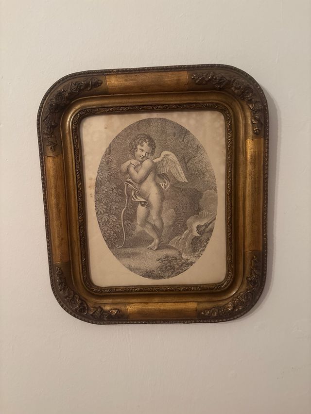 Cuadros de querubines con marco dorado