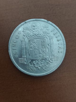 Moneda 5 Pesetas Franco 1949, estrella 19-49
