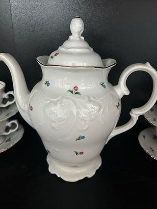 Juego de café vintage Wawel porcelana fina floral