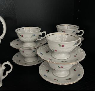 Juego de café vintage Wawel porcelana fina floral