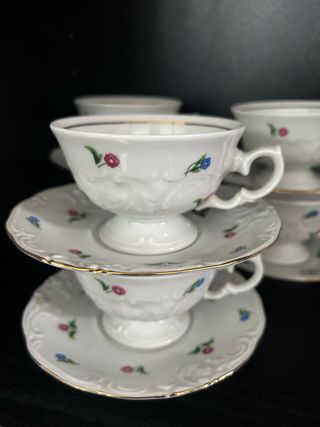 Juego de café vintage Wawel porcelana fina floral