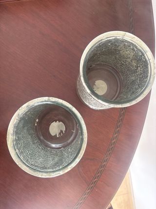 Portavelas mosaico plateado