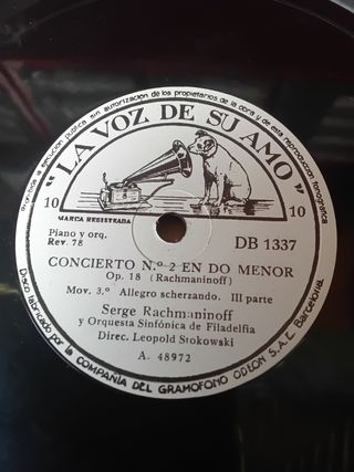 5 Discos gramófono  N2 Do men. Opus 18 Rachmaninof