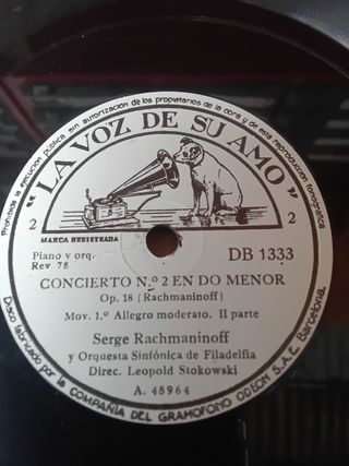5 Discos gramófono  N2 Do men. Opus 18 Rachmaninof