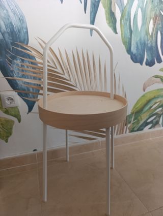 Mesa auxiliar madera y metal