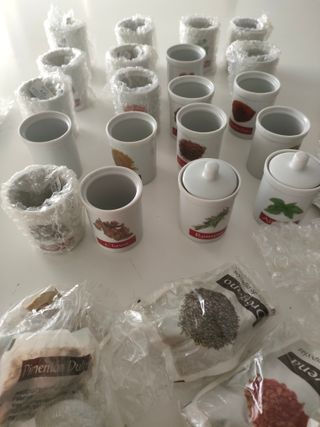 20 tarros nuevos de especias cerámica porcelana