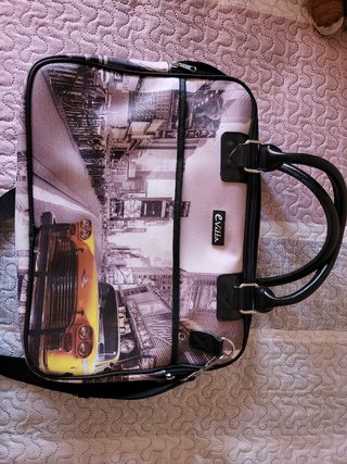 Maletín portátil diseño ciudad y coche amarillo