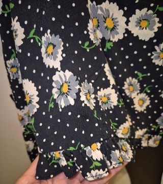 Top Zara Flores y Lunares manga larga