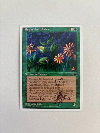 Mtg Magic Argothian Pixies Chronicles signed