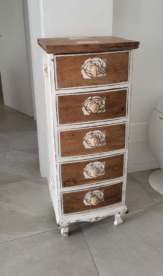 Cassettiera in legno decorata