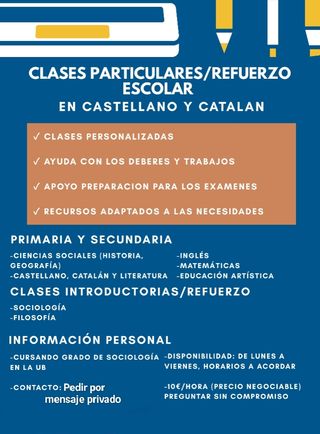 Clases particulares/Refuerzo escolar 