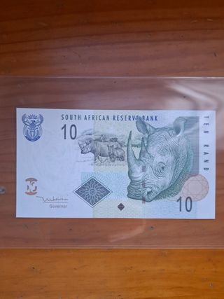 Billete 10 Rand Sudáfrica Rinoceronte. 1999