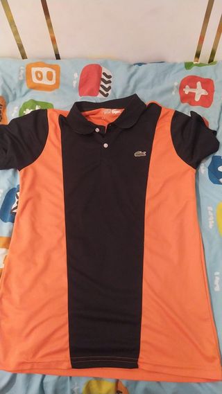 Polo Lacoste Negro y Naranja
