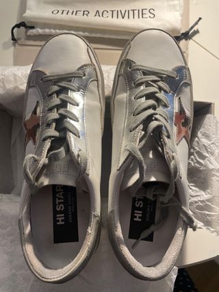 Golden Goose Hi Star Sneakers Plata/Blanco