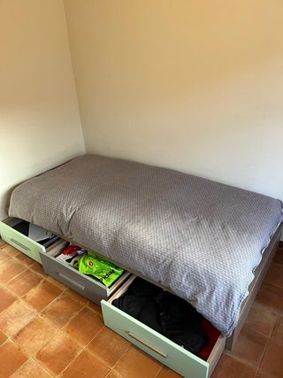 Estructura cama individual con cajones