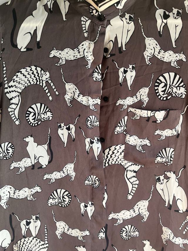 Vestido Zara Estampado Gatos Talla XS