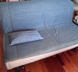 Sofá Cama Ikea Azul Tela