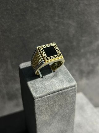 Anillo Sello Versace Negro y Dorado