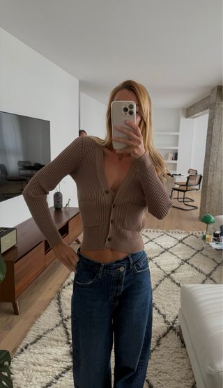 Conjunto top+chaqueta marrón NUEVO