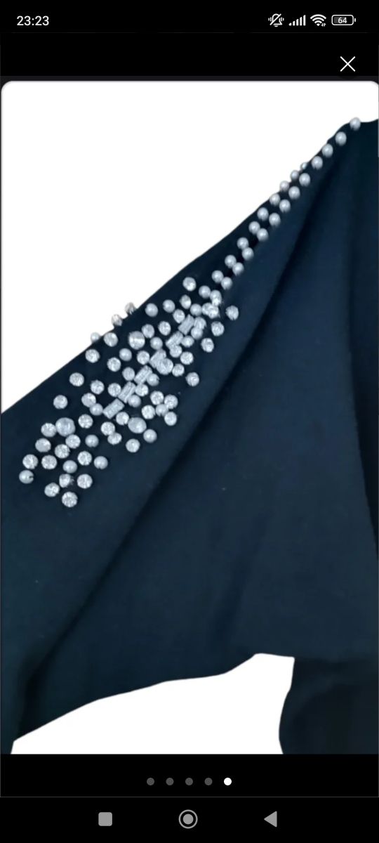 Vestido negro Quiz talla S con pedrería.