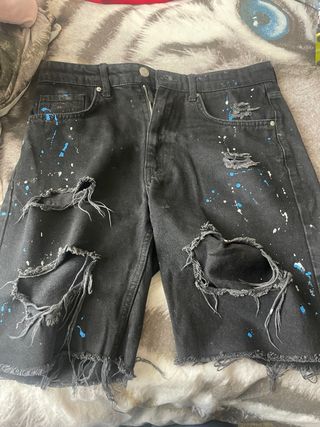 Shorts vaqueros negros pintados