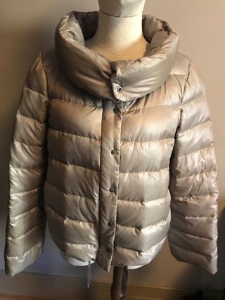 Chaqueta Zara Plumas Talla L Dorada