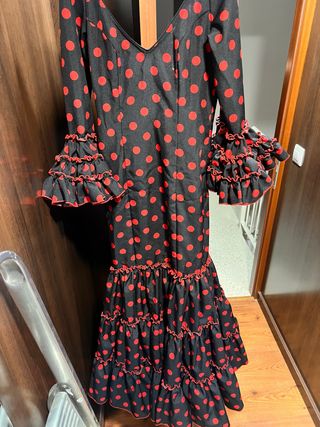 Costume flamenco rosso e nero a pois