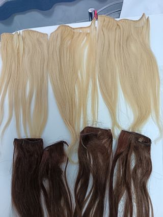 Extensiones de cabello rubias y castañas