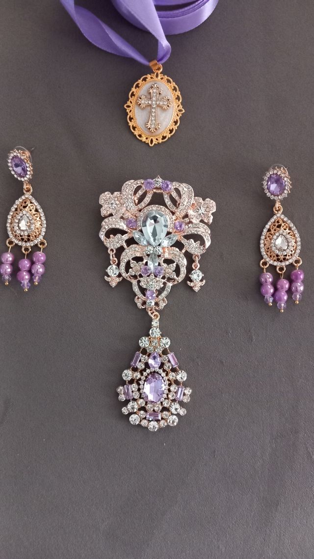 Aderezo Fallera Alicantina Oro y Morado