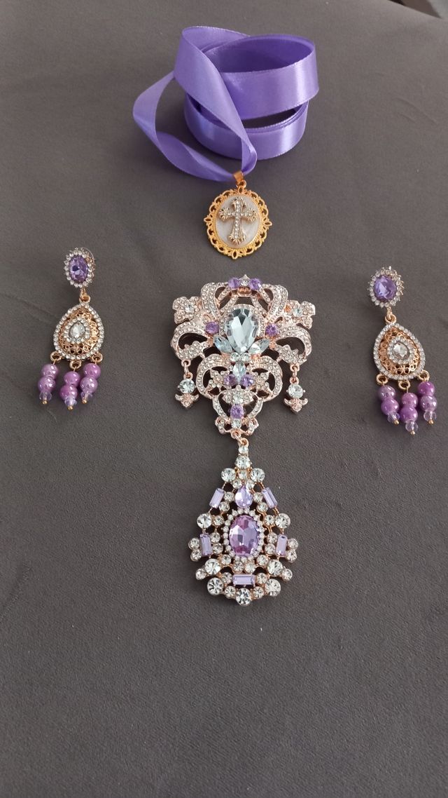 Aderezo Fallera Alicantina Oro y Morado