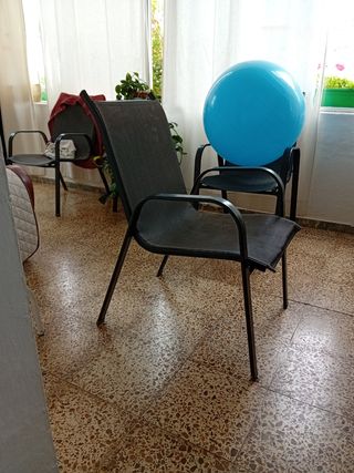 Mesa Jardín Cristal y 6 Sillas Metal